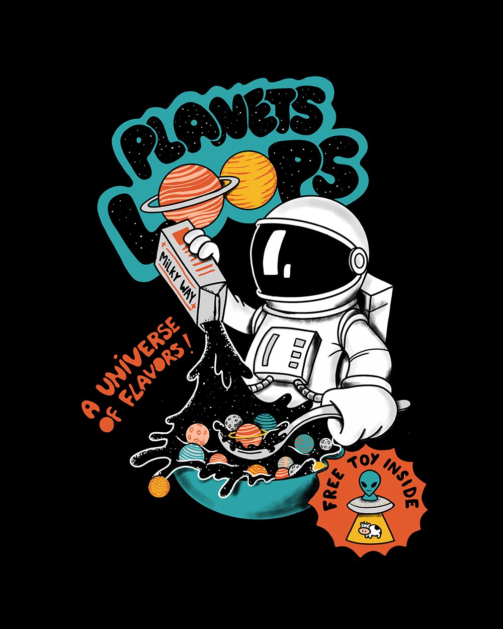 Planets Loops Kids T-Shirt Australia Online #colour_black
