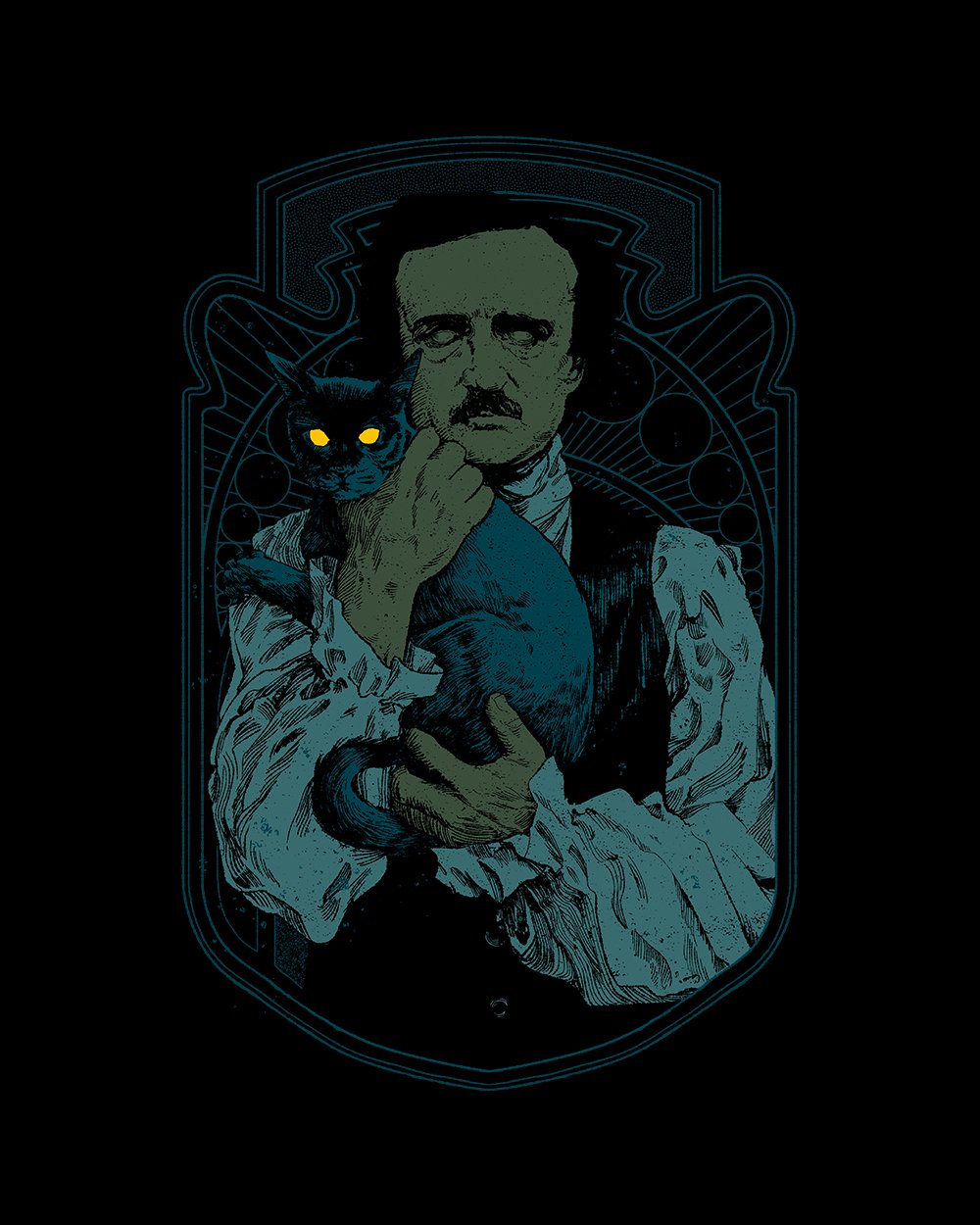 Poe and Black Cat T-Shirt Australia Online #colour_black