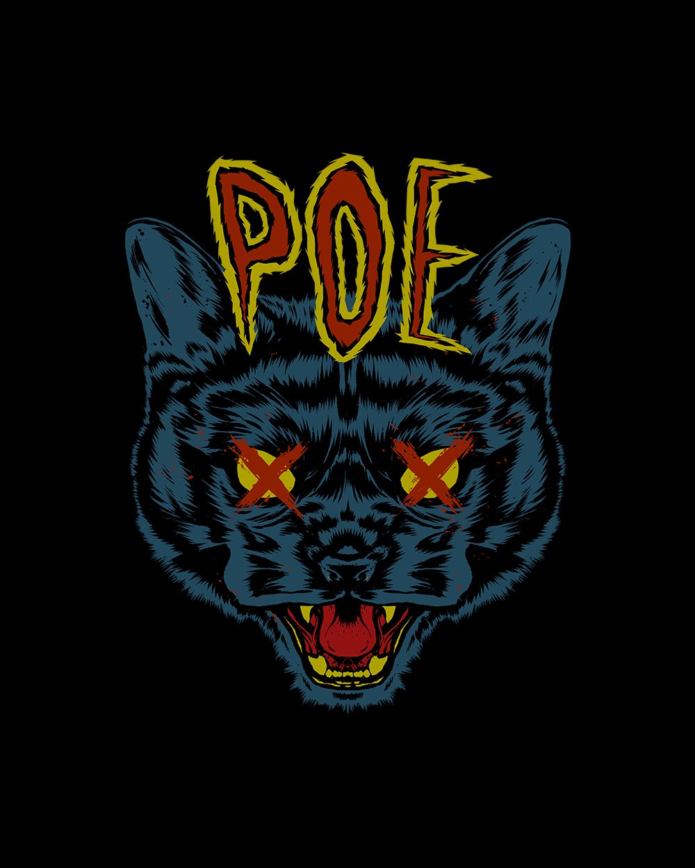 Poe's Cat T-Shirt Australia Online #colour_black