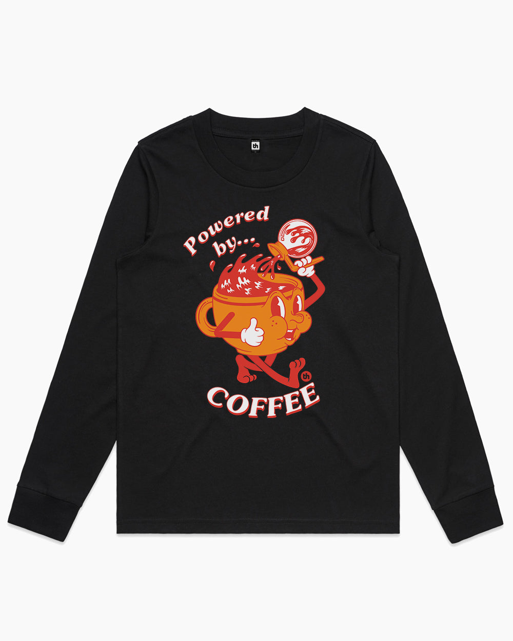 Powered by Coffee Long Sleeve Australia Online #colour_black