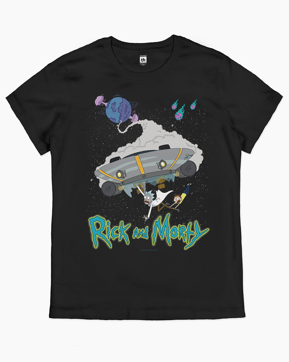 Rick and Morty Destroyed Planet T-Shirt Australia Online #colour_black