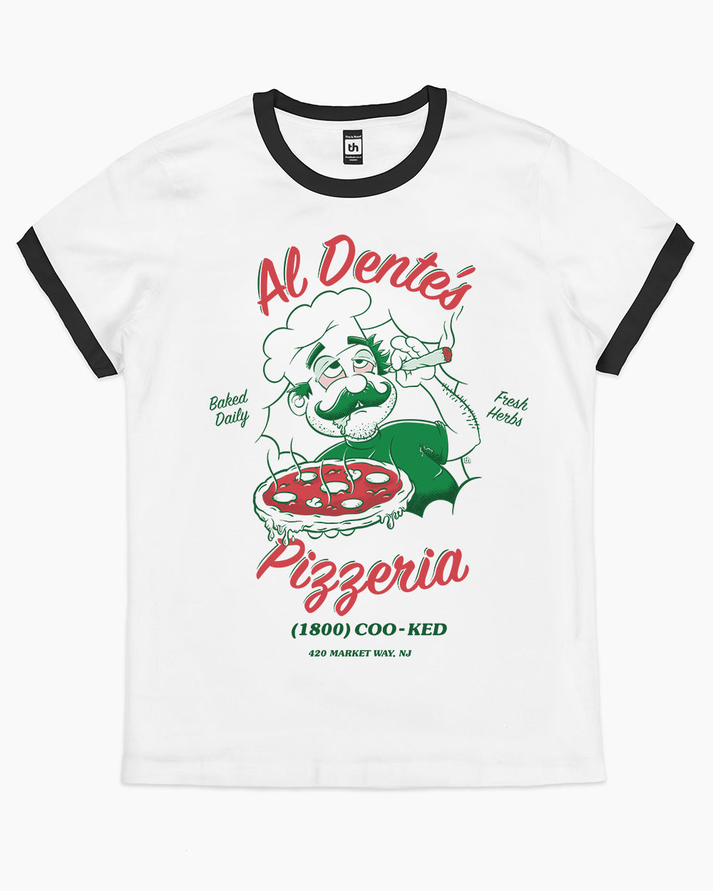 Al Dente's Pizzeria T-Shirt Australia Online #colour_black ringer
