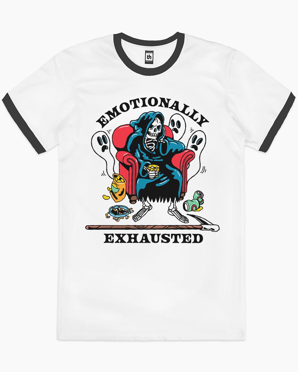 Emotionally Exhausted T-Shirt Australia Online #colour_black ringer