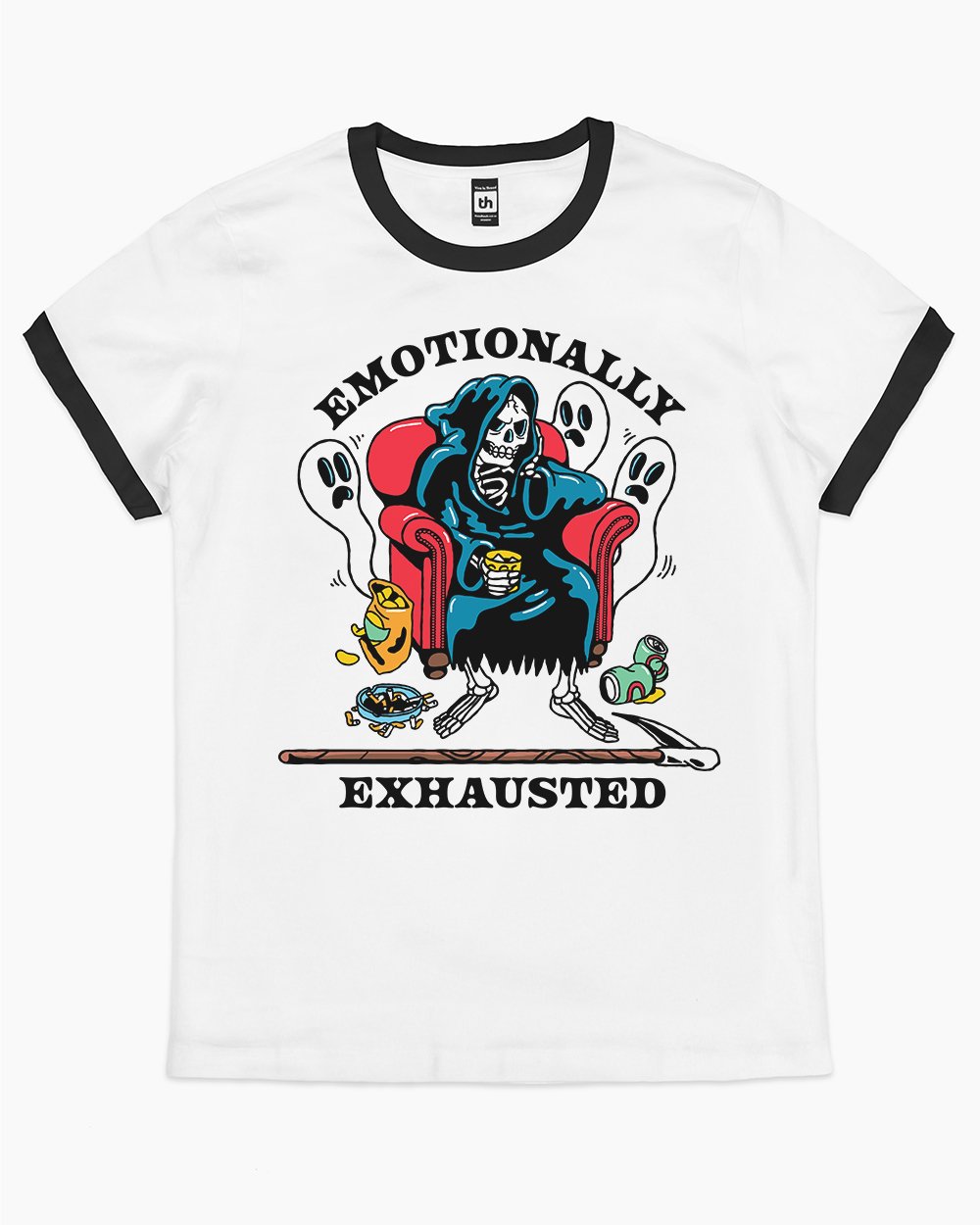 Emotionally Exhausted T-Shirt Australia Online #colour_black ringer