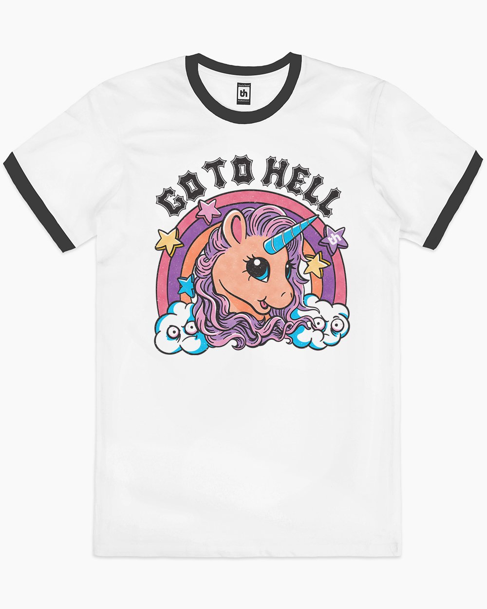 Go to Hell Unicorn T-Shirt Australia Online #colour_black ringer