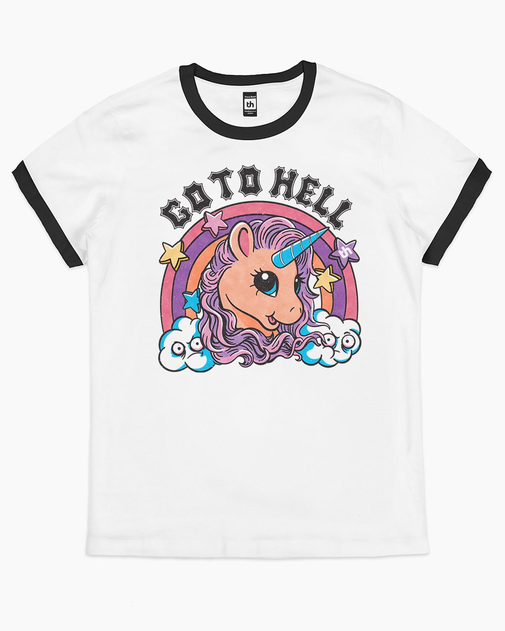 Go to Hell Unicorn T-Shirt Australia Online #colour_black ringer