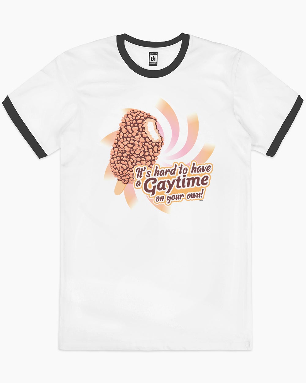 It's Hard to Have a Gaytime on Your Own T-Shirt Australia Online #colour_black ringer