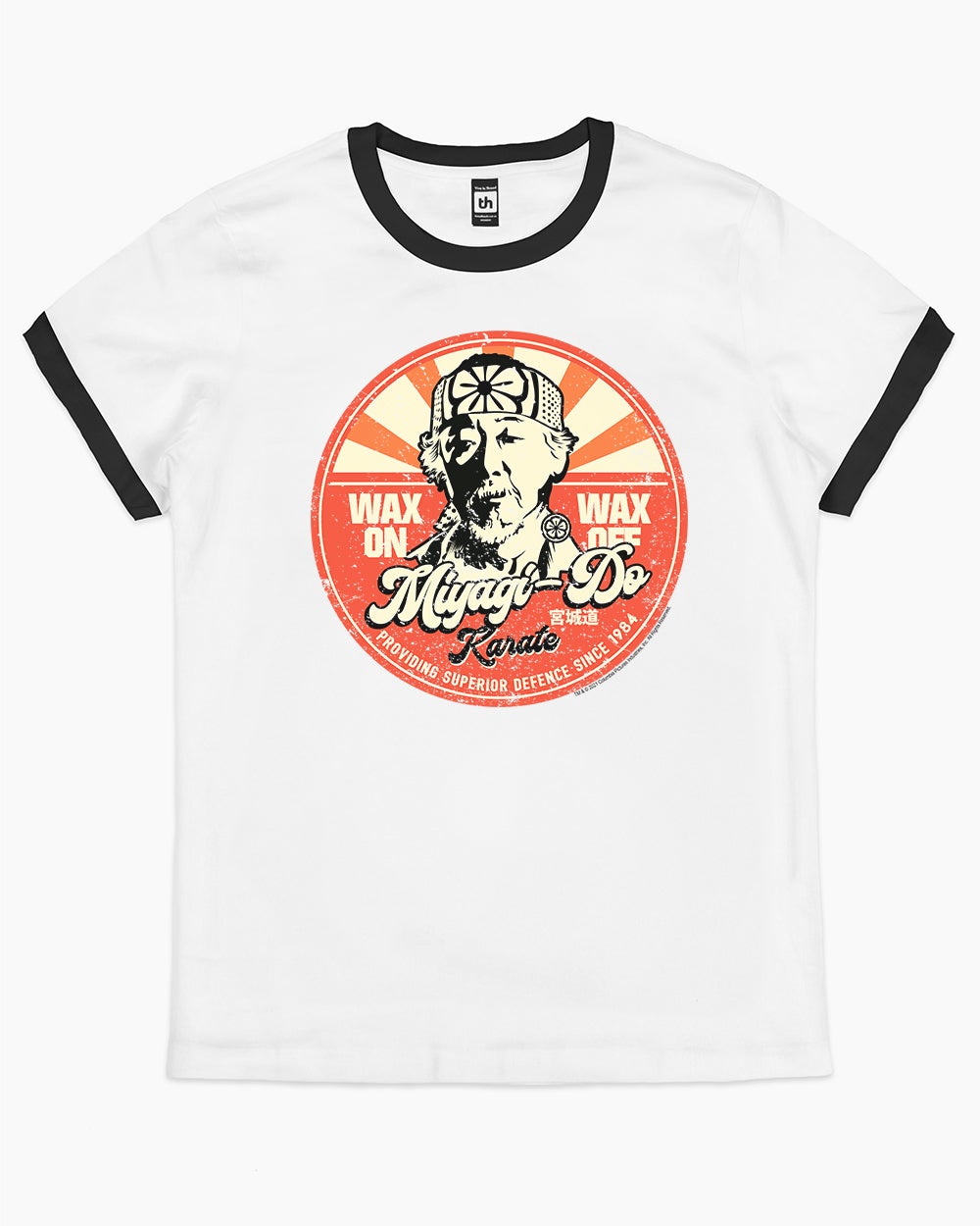 Miyagi Wax On Wax Off T-Shirt Australia Online #colour_black ringer