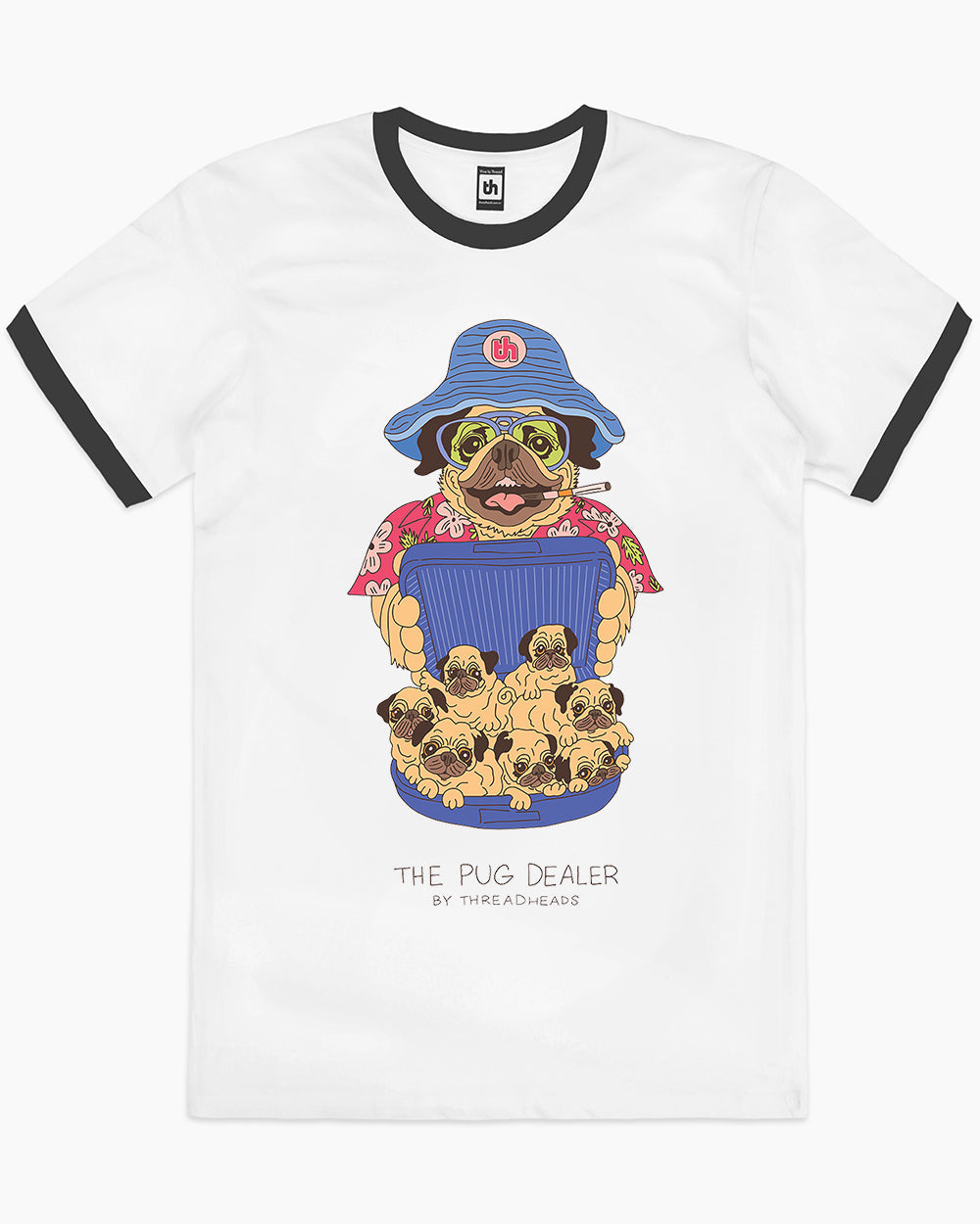 Pug Dealer T-Shirt Australia Online #colour_black ringer