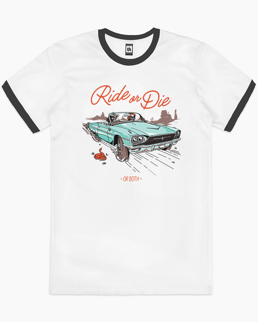 Ride or Die or Both T-Shirt Australia Online #colour_black ringer