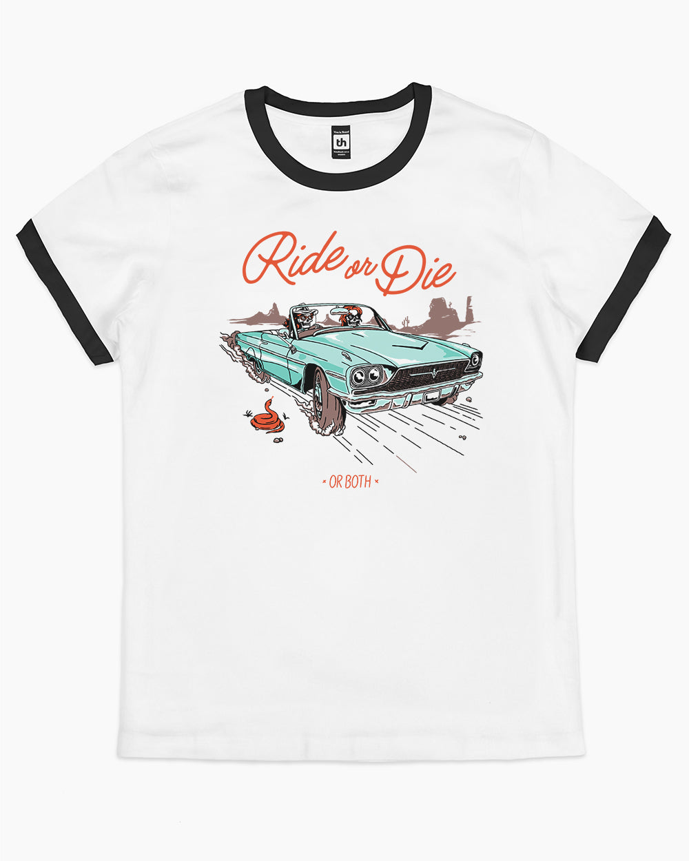Ride or Die or Both T-Shirt Australia Online #colour_black ringer