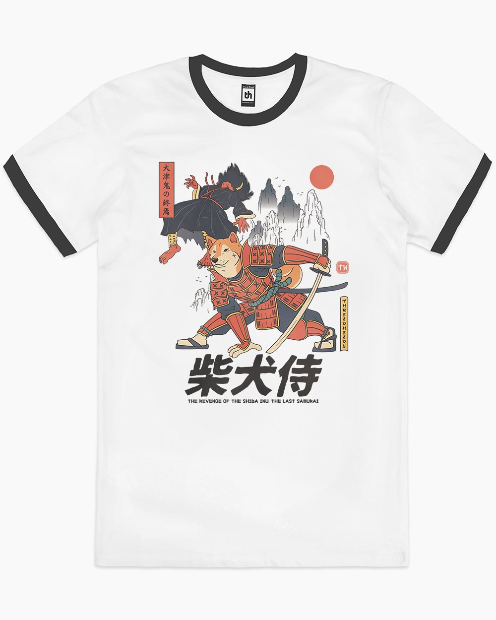 Shiba Samurai T-Shirt Australia Online #colour_black ringer