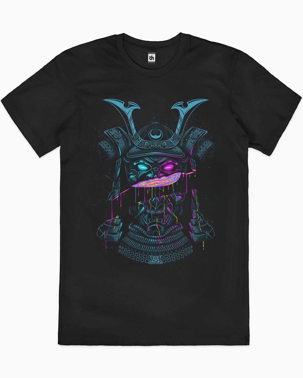 Samurai Mask Liquid Cut T-Shirt Australia Online #colour_black