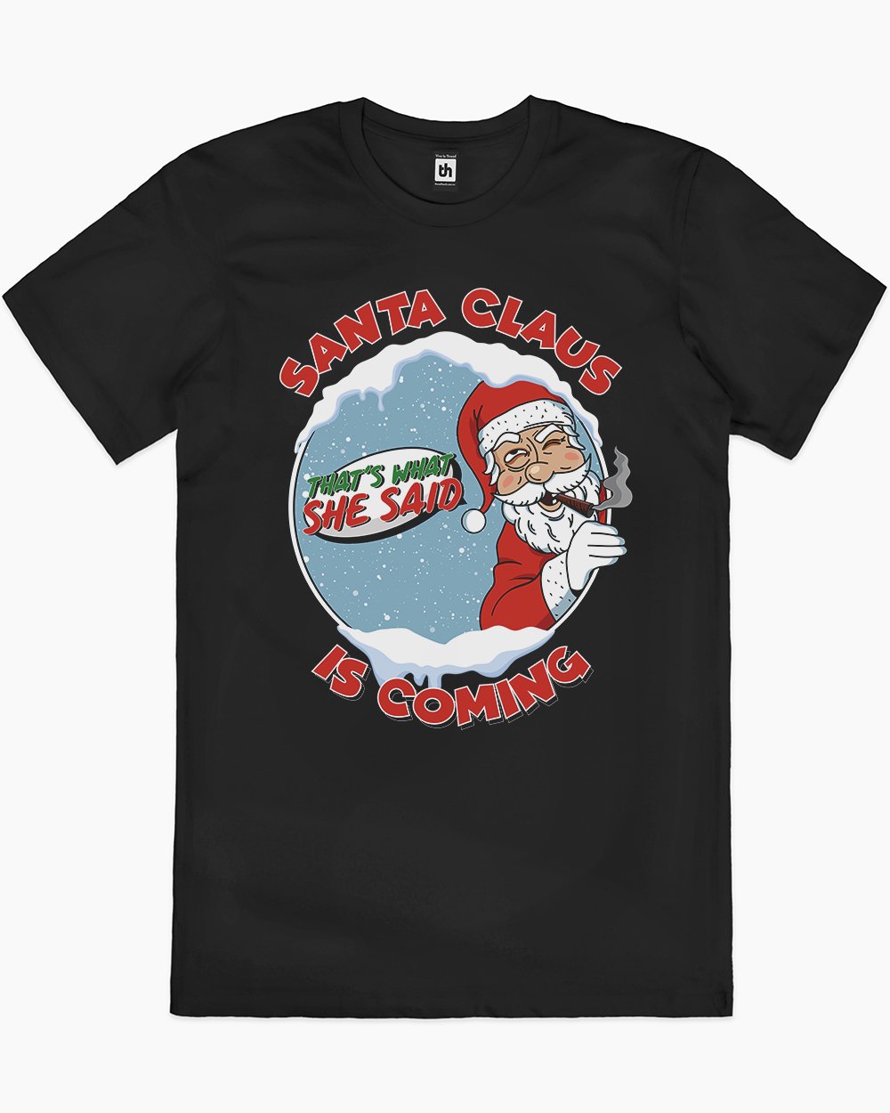 Santa is Coming T-Shirt Australia Online #colour_black