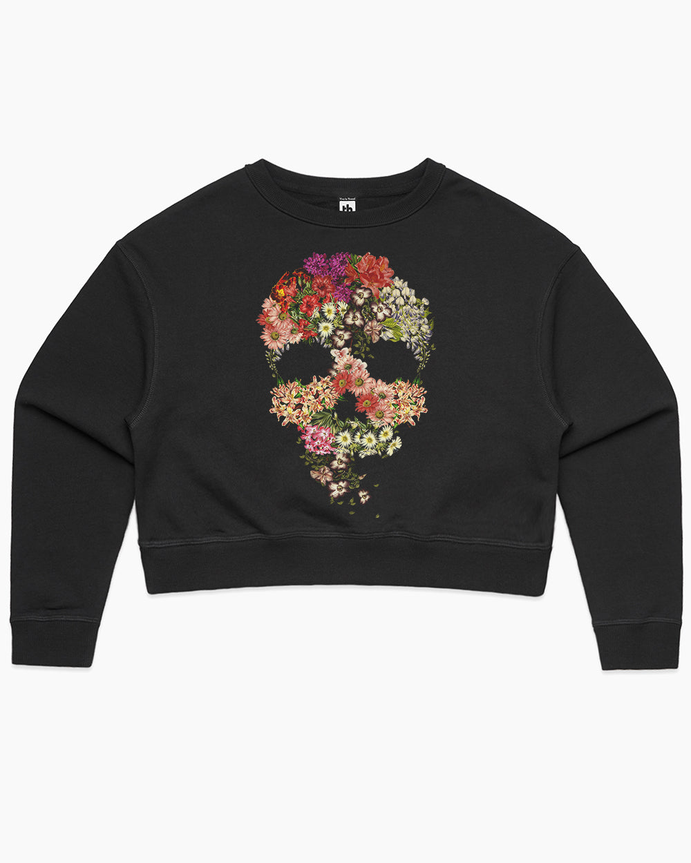 Skull Floral Decay Crop Sweater Australia Online #colour_black
