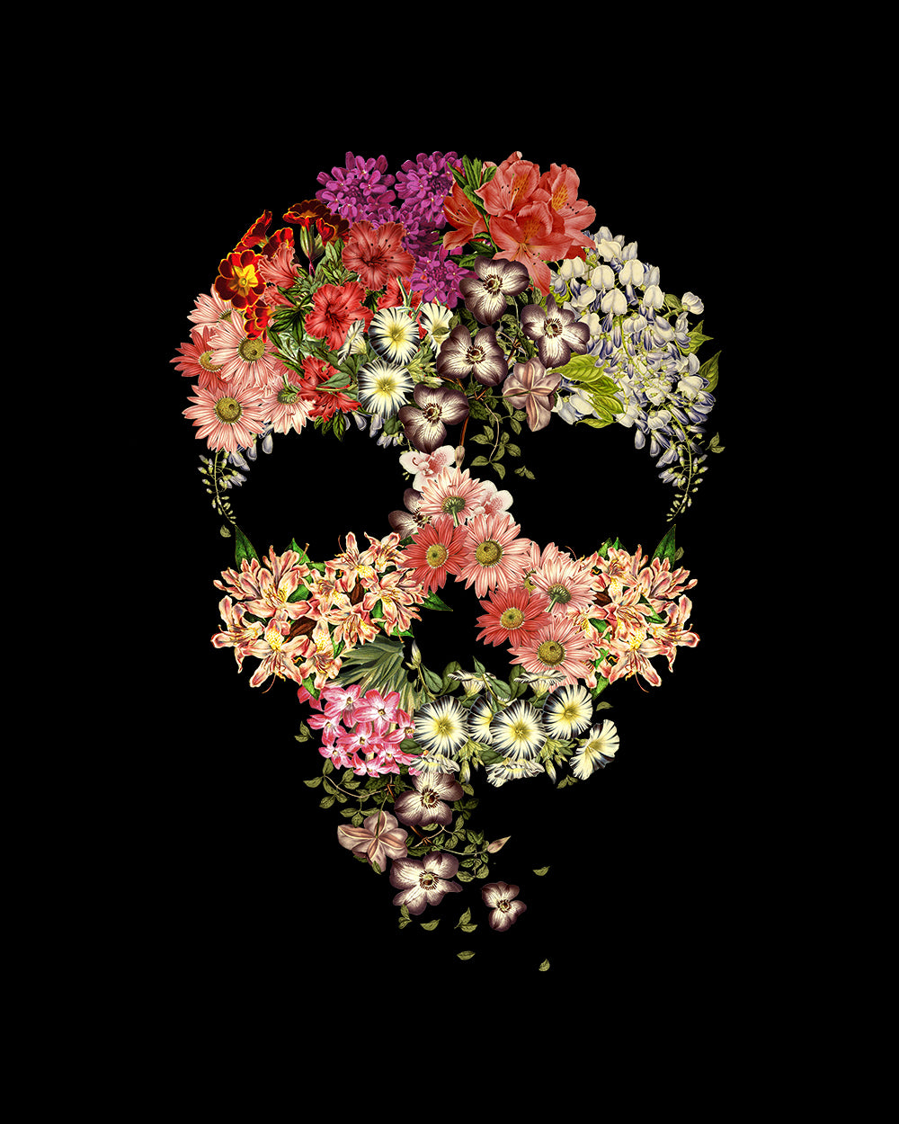 Skull Floral Decay T-Shirt Australia Online #colour_black