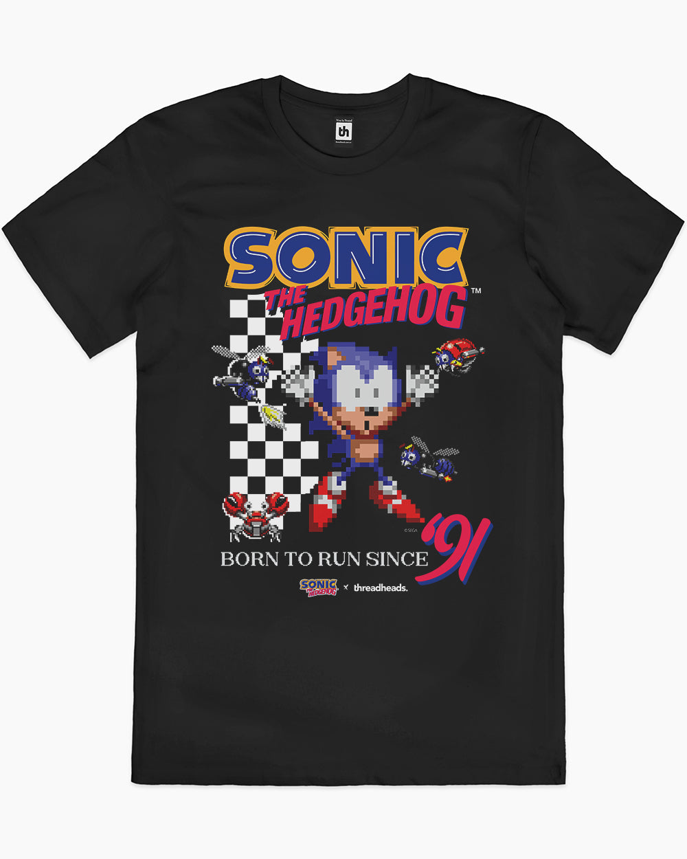 Sonic Born to Run Since 91 T-Shirt Australia Online #colour_black