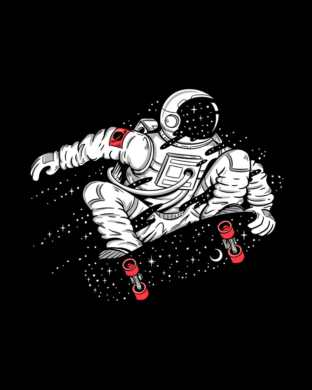 Space Boarding T-Shirt Australia Online #colour_black