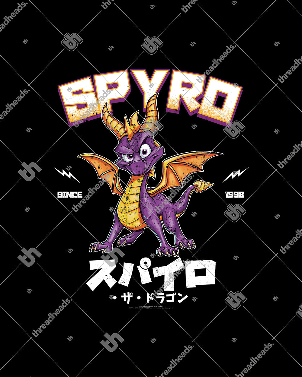 Spyro the Dragon JP Stonewash Tee Australia Online #colour_black