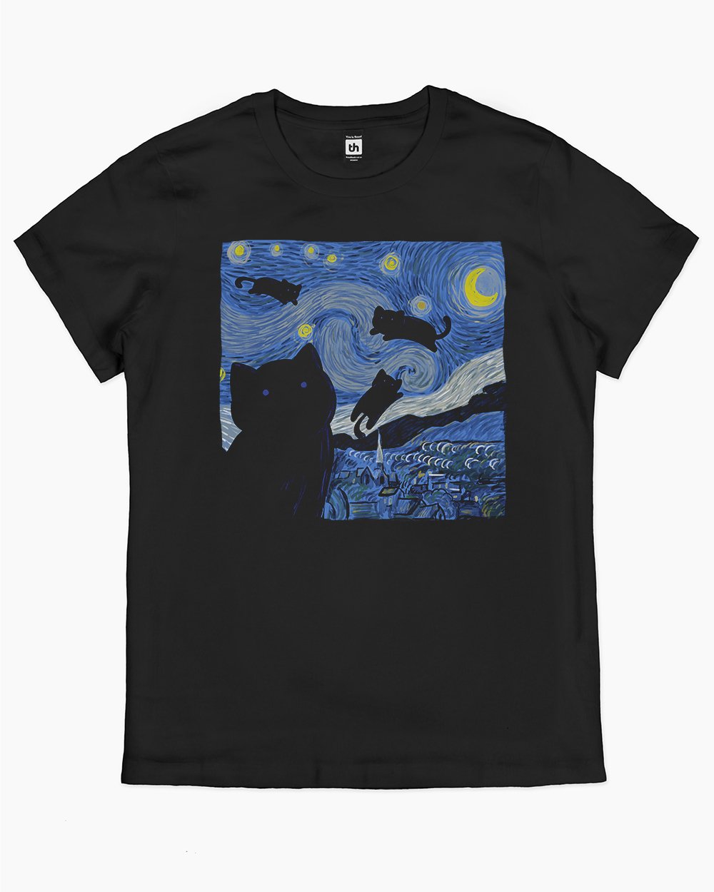 The Starry Cat Night T-Shirt Australia Online #colour_black