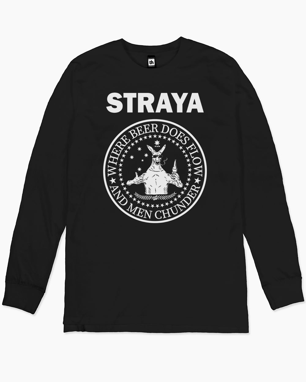 Straya - Where Beer Does Flow & Men Chunder Long Sleeve Australia Online #colour_black