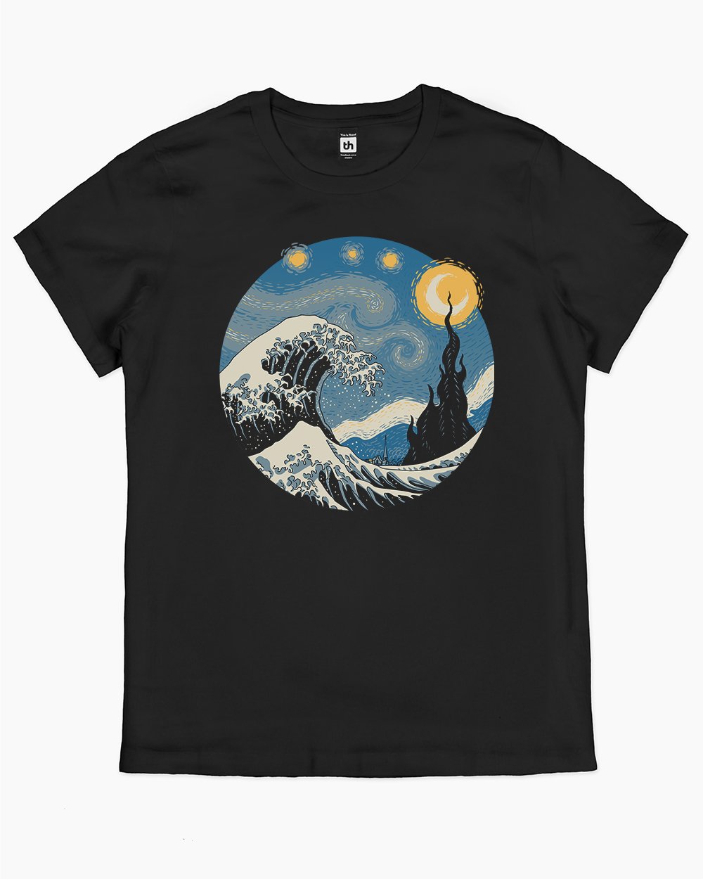 The Great Starry Wave T-Shirt Australia Online #colour_black