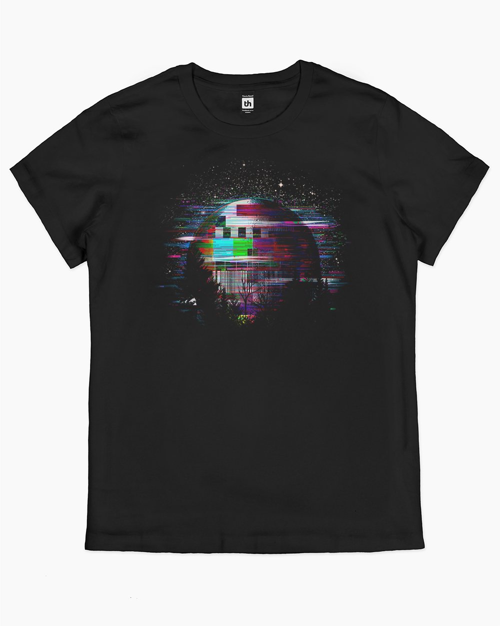The Moon Glitches T-Shirt Australia Online #colour_black