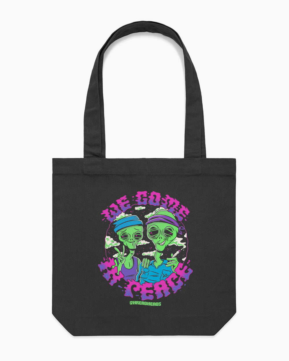 We Come in Peace Tote Bag Australia Online #colour_black