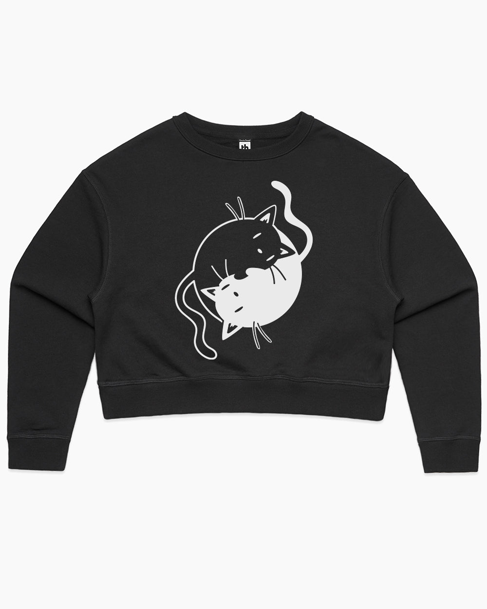 Yinyang Cats Crop Sweater Australia Online #colour_black