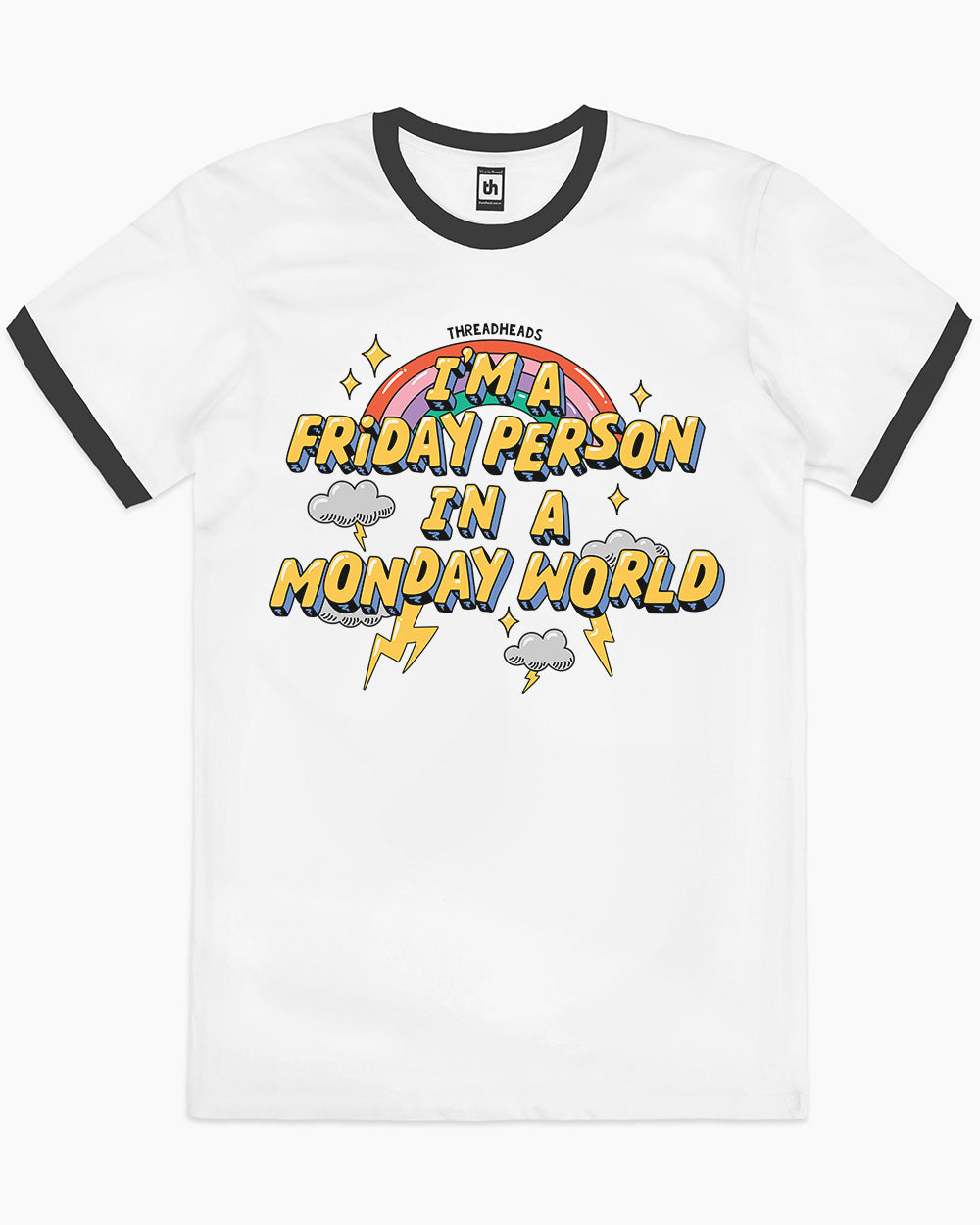 Friday Person T-Shirt Australia Online #colour_black ringer