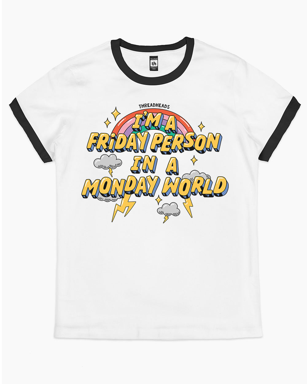 Friday Person T-Shirt Australia Online #colour_black ringer