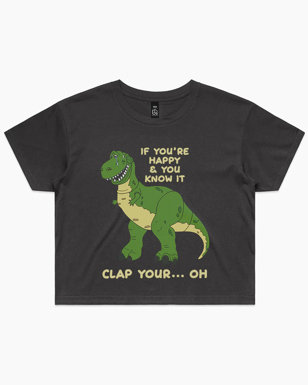 Clap Your Hands Dinosaur Crop Tee Australia Online #colour_coal