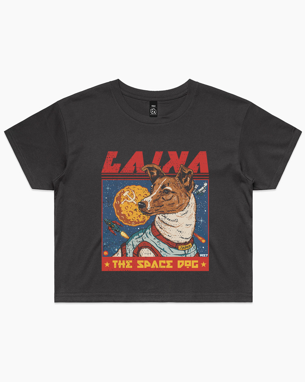 Laika the Space Dog Crop Tee Australia Online #colour_coal