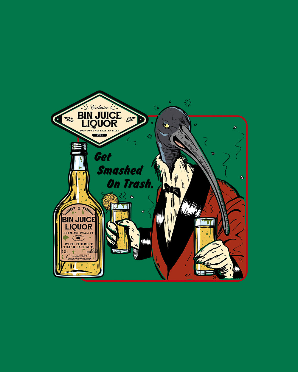 Bin Juice Liquor T-Shirt Australia Online #colour_green