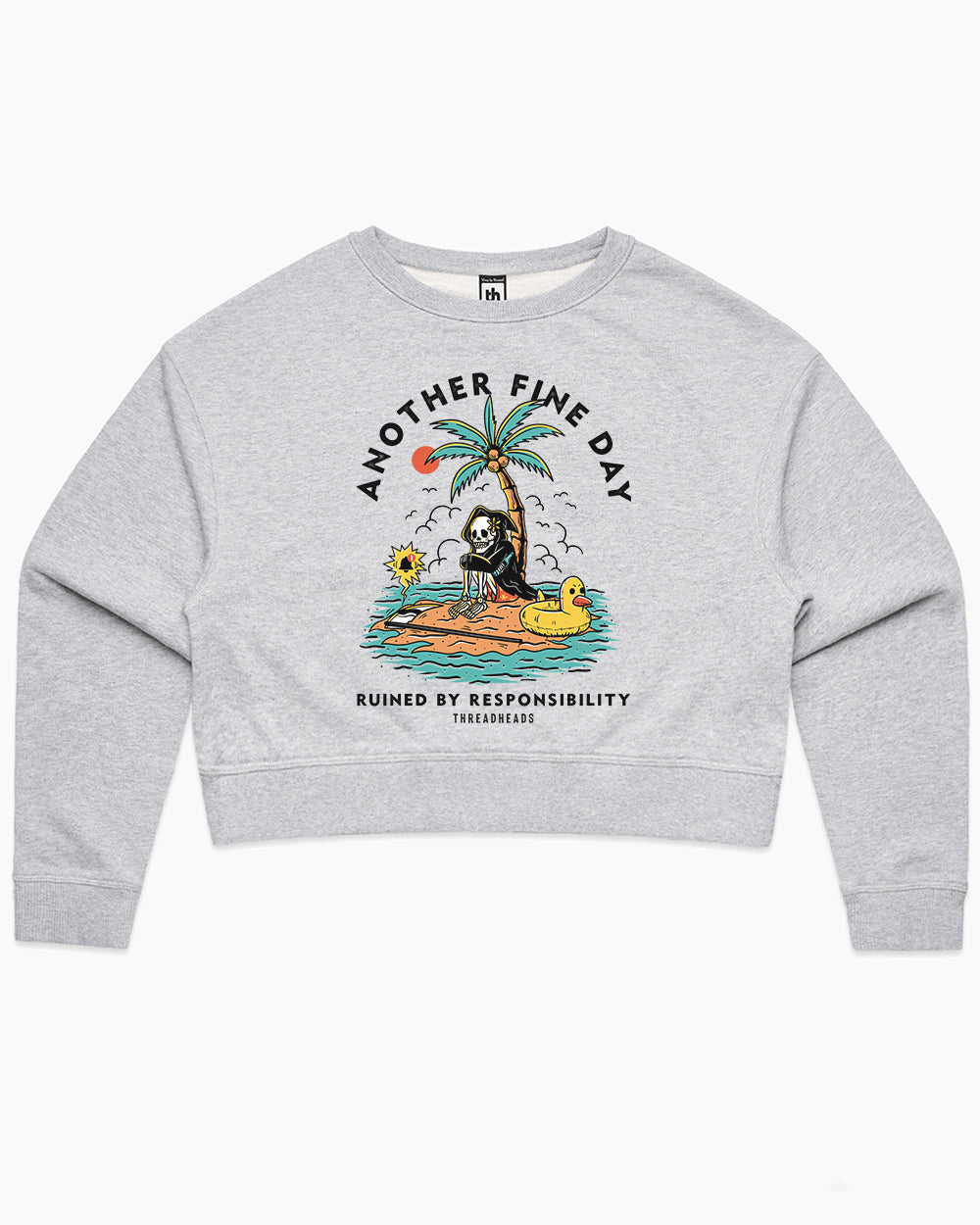Another Fine Day Ruined by Responsibility Crop Sweater Australia Online #colour_grey