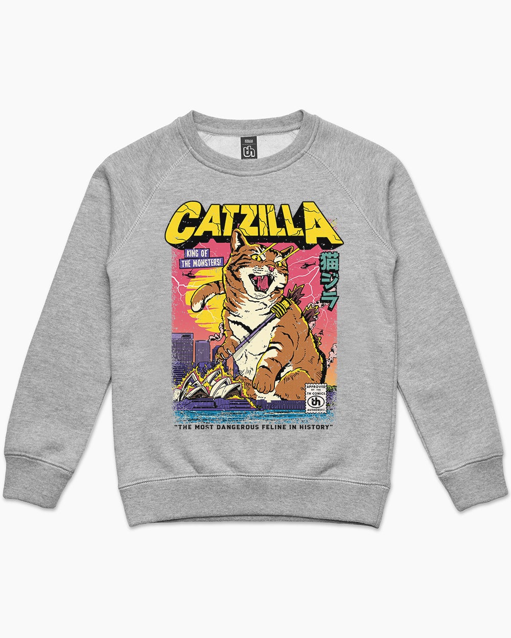 Catzilla Retro Titan Kids Sweater Australia Online #colour_grey
