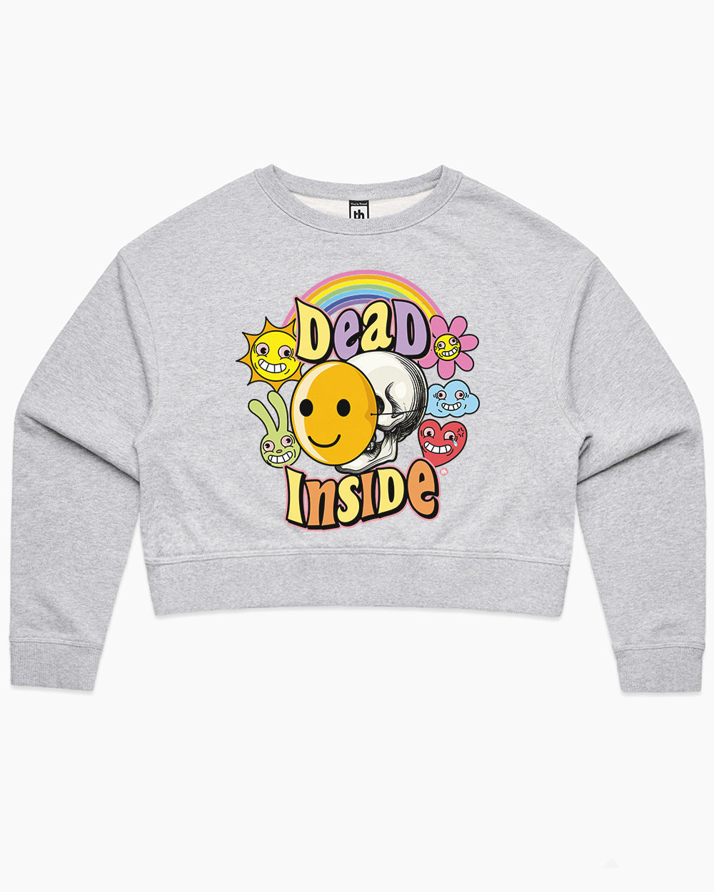 Dead Inside Crop Sweater Australia Online #colour_grey