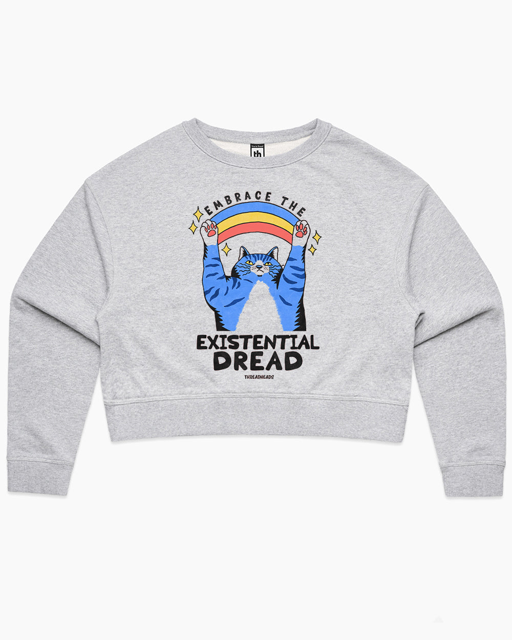 Embrace the Existential Dread Crop Sweater Australia Online #colour_grey