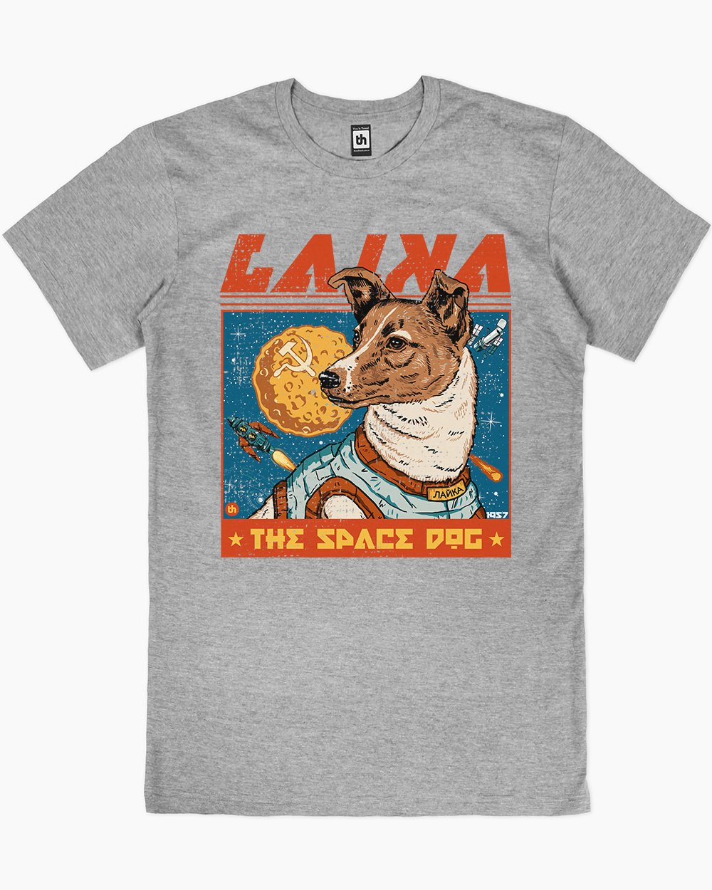 Laika the Space Dog T-Shirt Australia Online #colour_grey