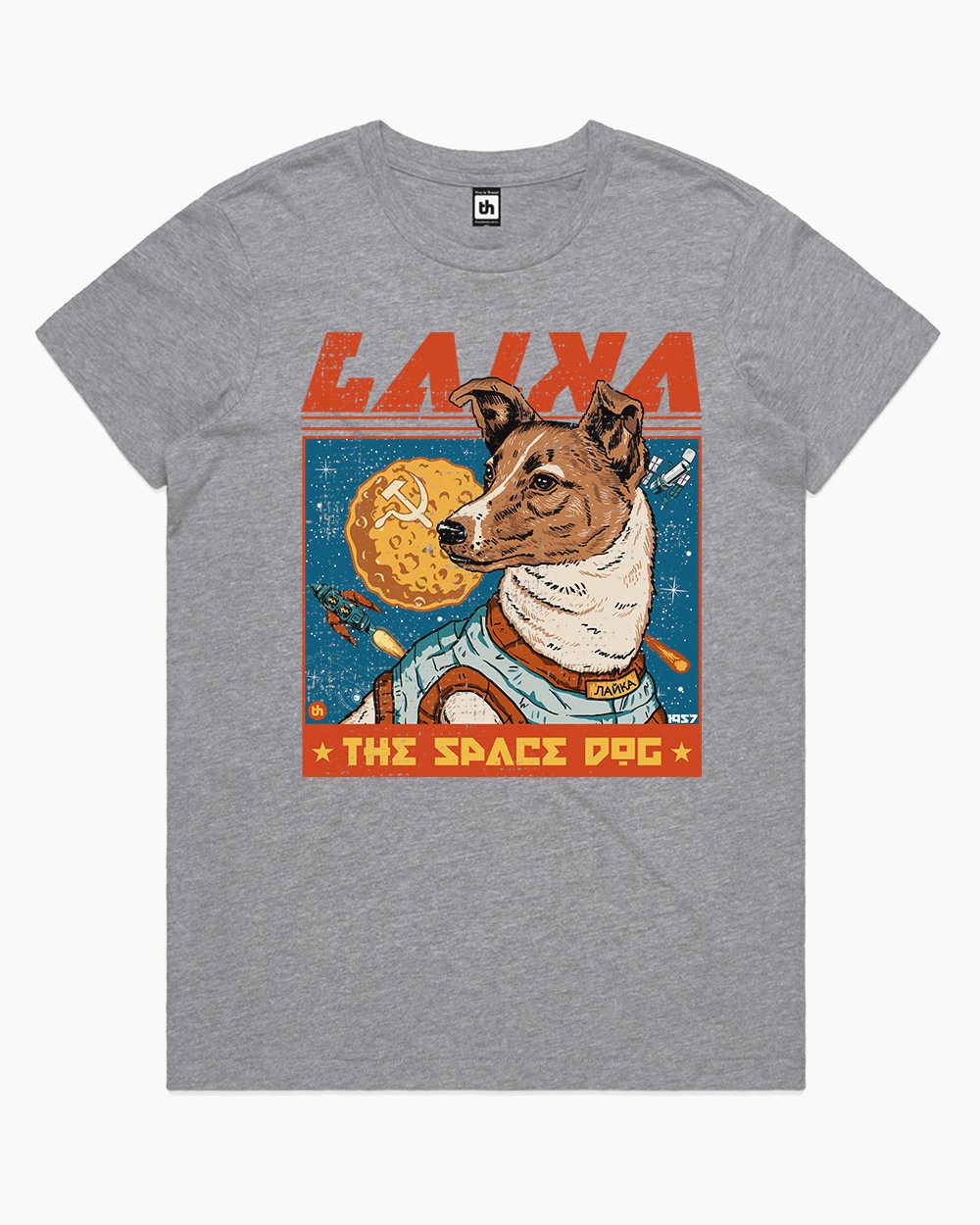 Laika the Space Dog T-Shirt Australia Online #colour_grey