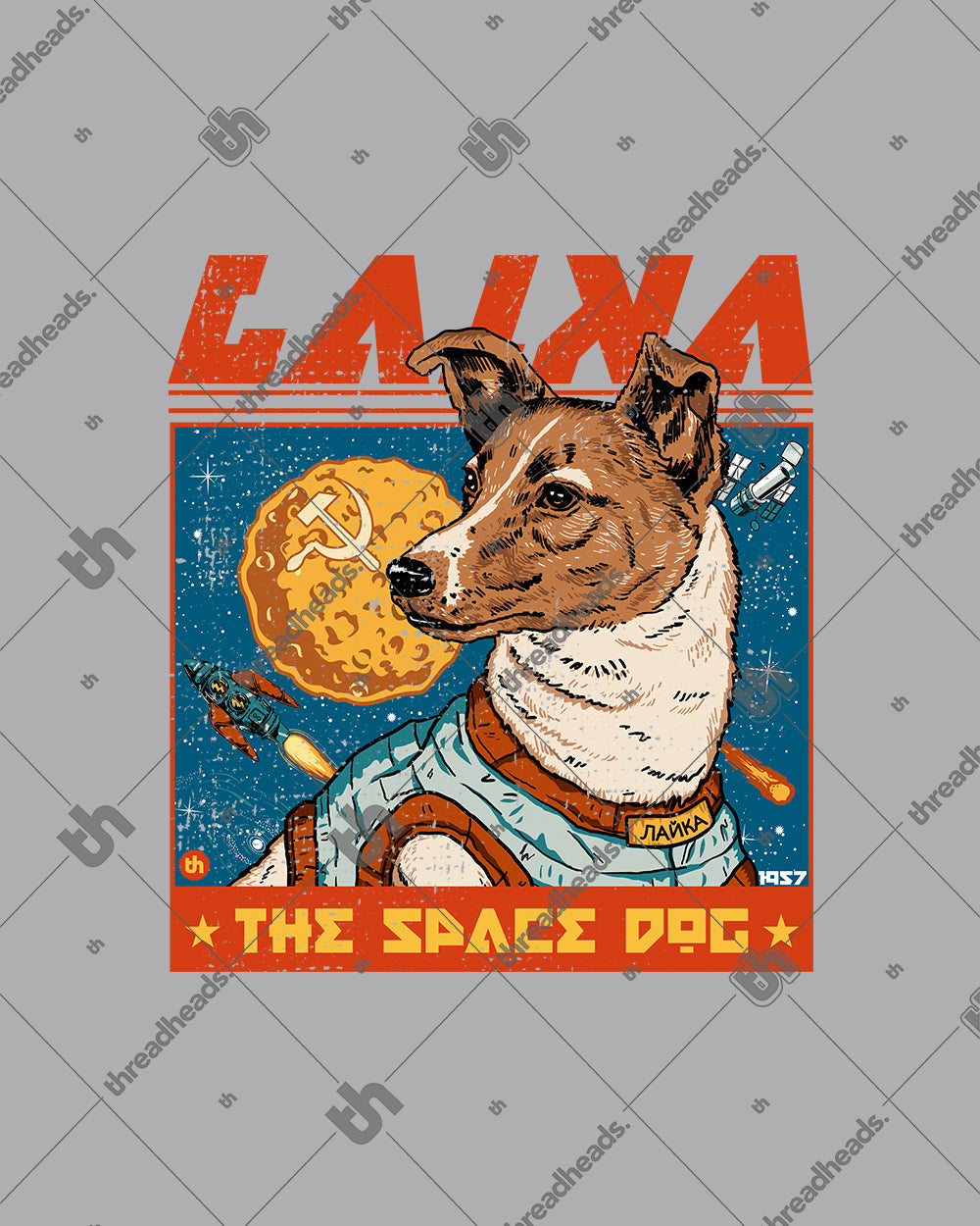 Laika the Space Dog Stonewash Tee Australia Online #colour_ash stone