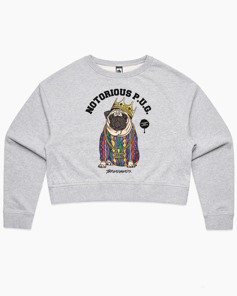 Notorious PUG Crop Sweater Australia Online #colour_grey