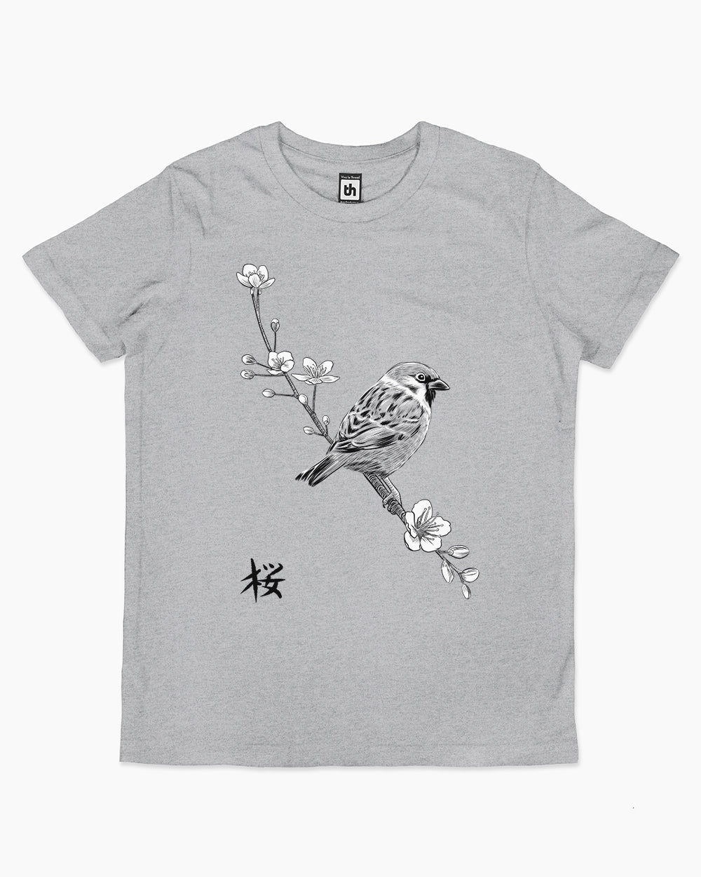 Sparrow on Cherry Kids T-Shirt Australia Online #colour_grey