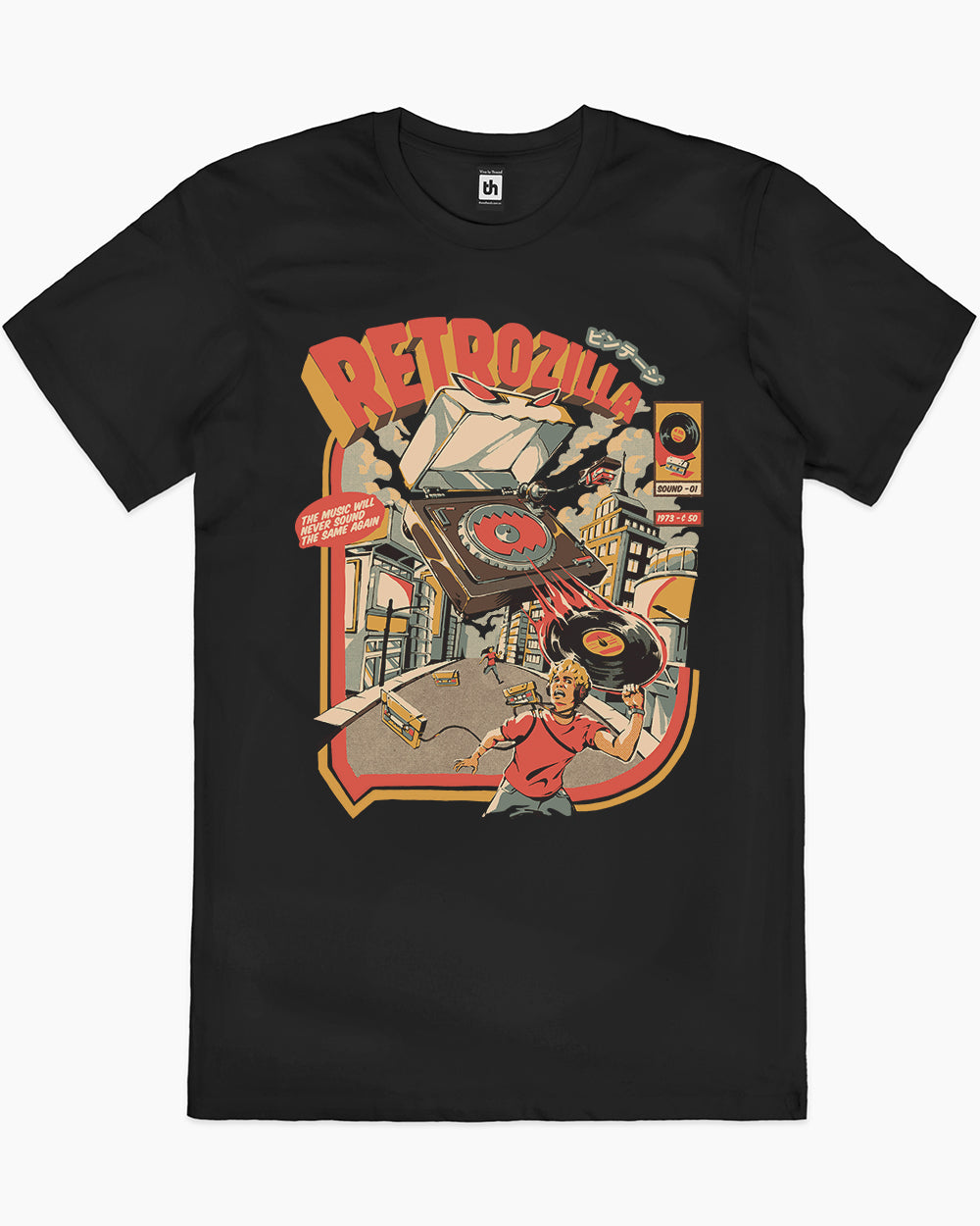 Retro Soundzilla T-Shirt Australia Online #colour_black