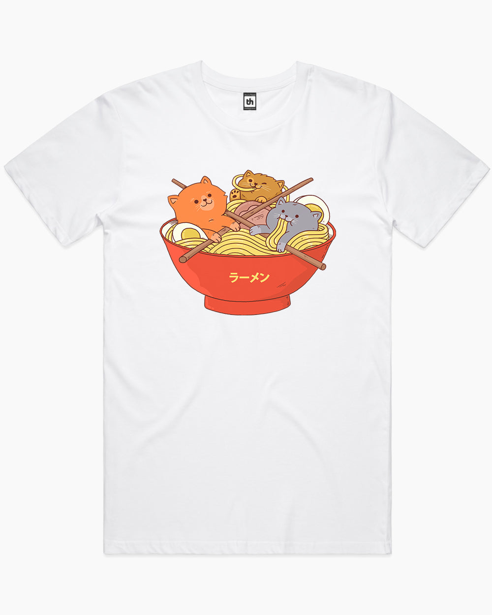 Ramen and Cats T-Shirt Australia Online #colour_white