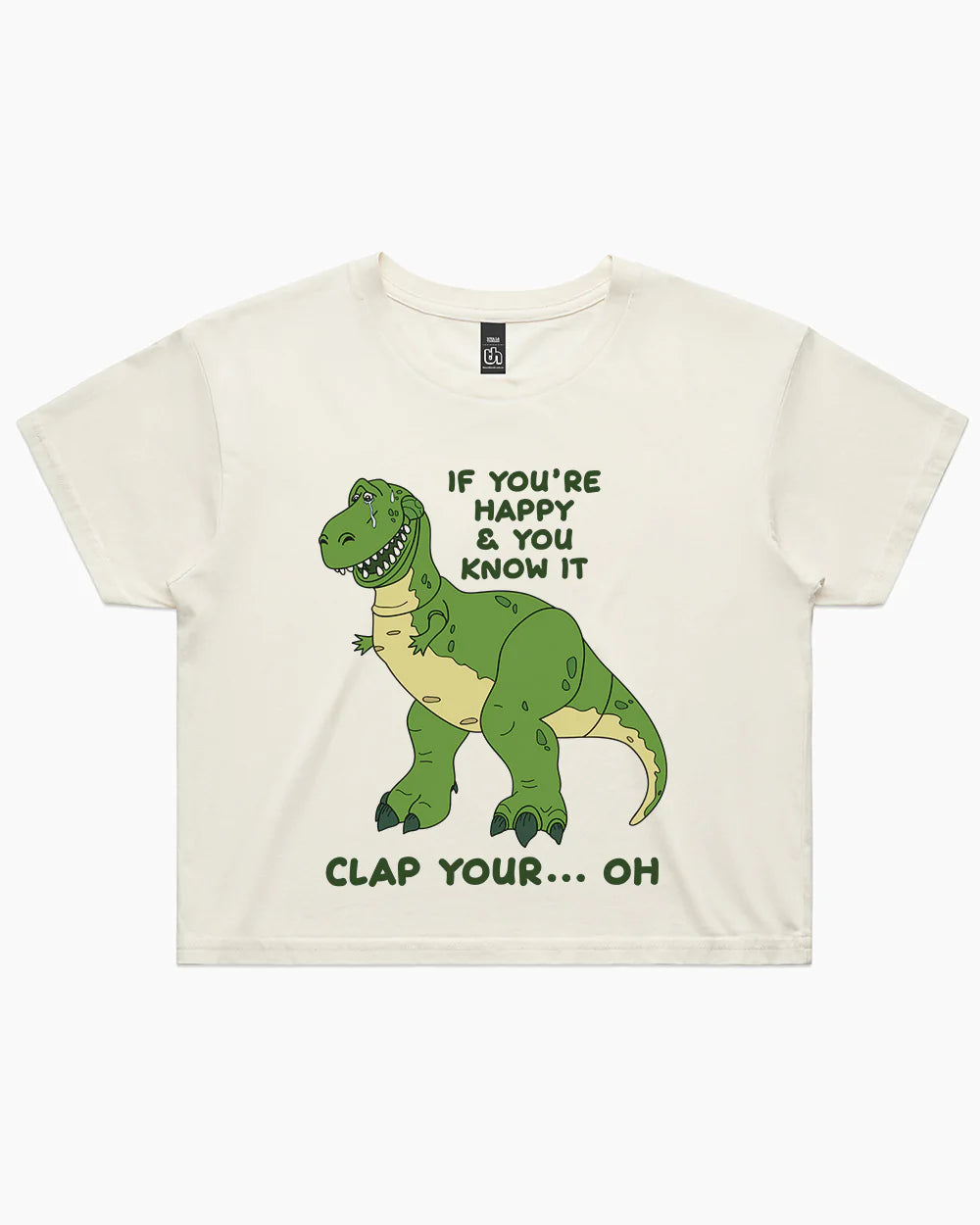 Clap Your Hands Dinosaur Crop Tee Australia Online #colour_natural