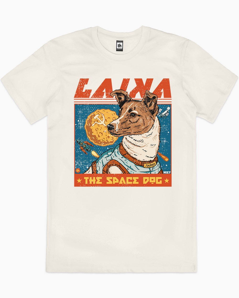 Laika the Space Dog T-Shirt Australia Online #colour_natural