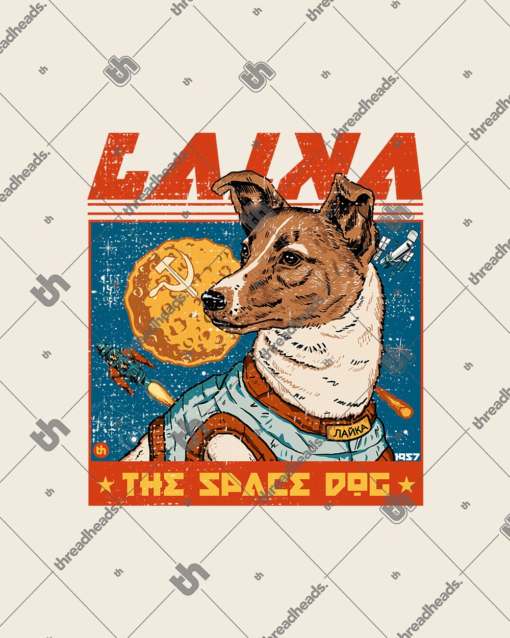 Laika the Space Dog T-Shirt Australia Online #colour_natural