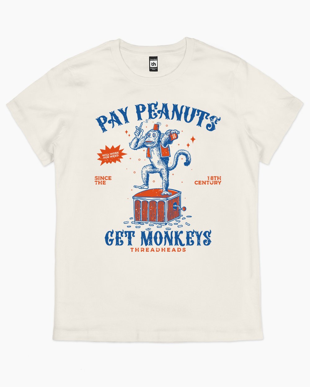 Pay Peanuts Get Monkeys T-Shirt Australia Online #colour_natural