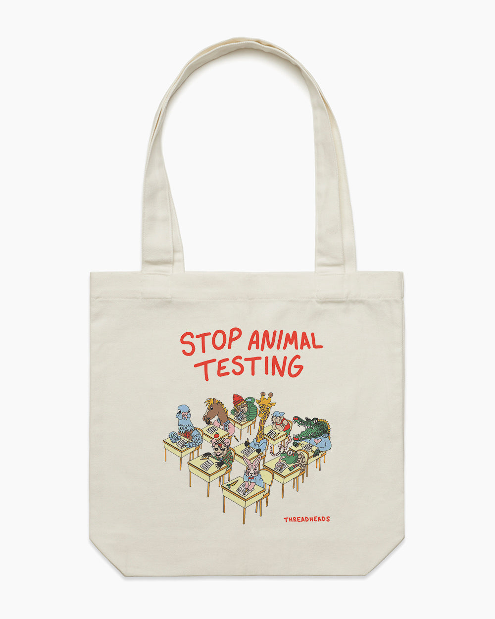 Stop Animal Testing Tote Bag Australia Online #colour_natural